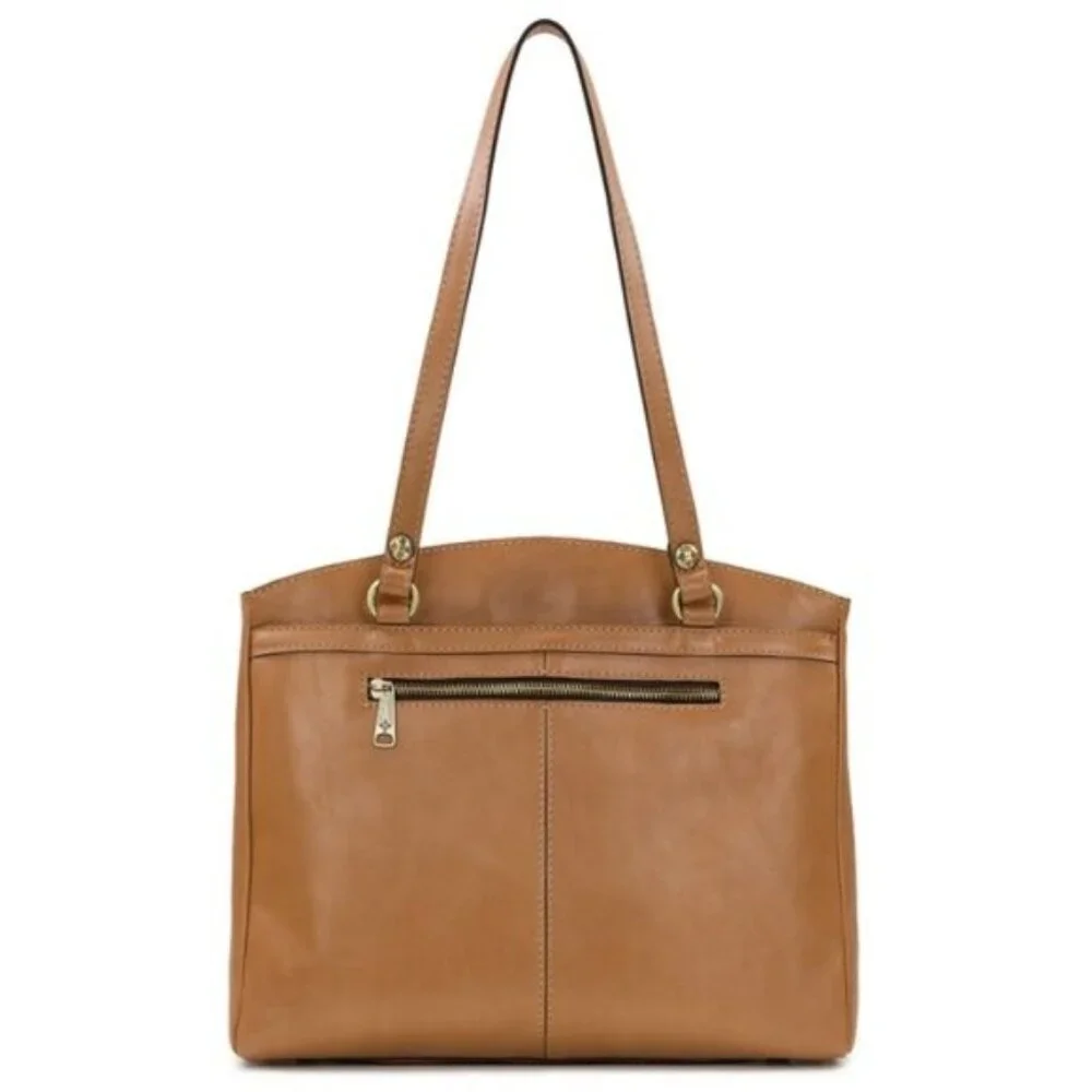 Patricia Nash Poppy Tote Leather w Seashells by the Seashore Scarf Tan Naturale